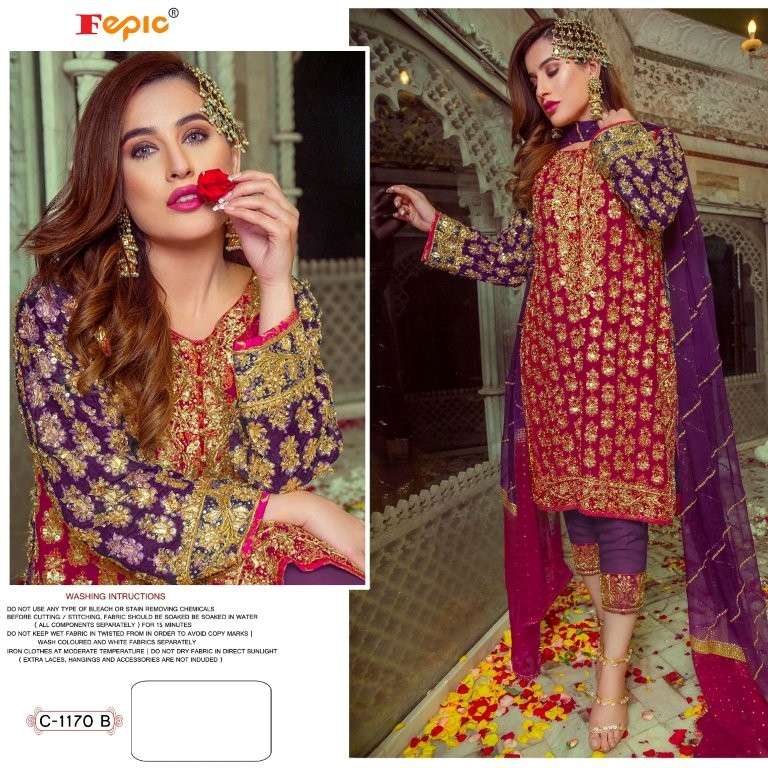 FEPIC ROSEMEEN C-1170 SERIES PURE FAUX GEORGETTE EMBROIDERY PRINTED PAKISTANI DRESSES-00201