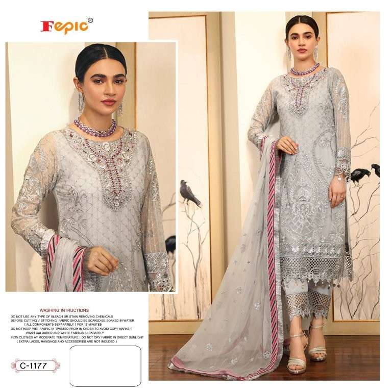 FEPIC ROSEMEEN C-1177 PURE GEORGETTE EMBROIDERY PAKISTANI DRESS-00201