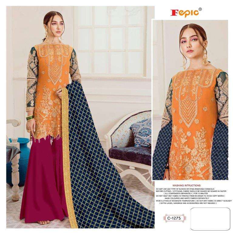 FEPIC ROSEMEEN C 1275 PURE ORGANZA EMBROIDERY PAKISTANI DRESSES-00201
