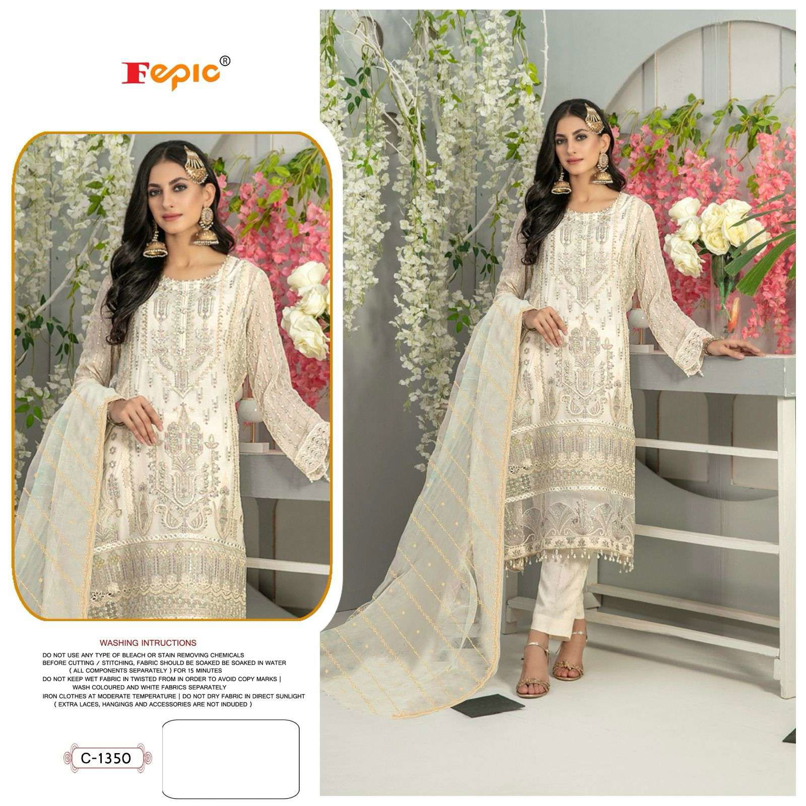 FEPIC ROSEMEEN C-1350 SERIES PURE GEORGETTE EMBROIDERY PRINTED PAKISTANI DRESSES-00201