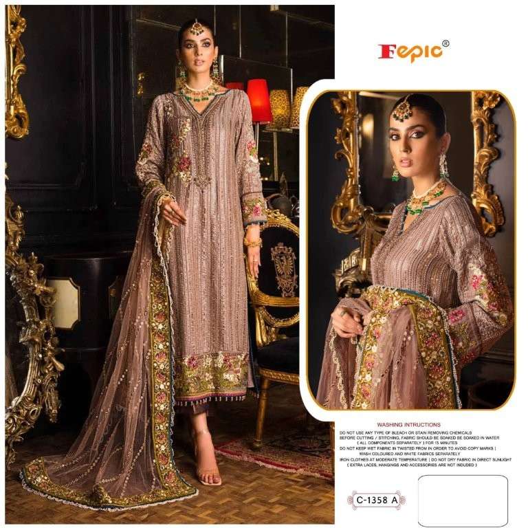 FEPIC ROSEMEEN C-1358 PURE GEORGETTE EMBROIDERY PAKISTANI DRESS-00201