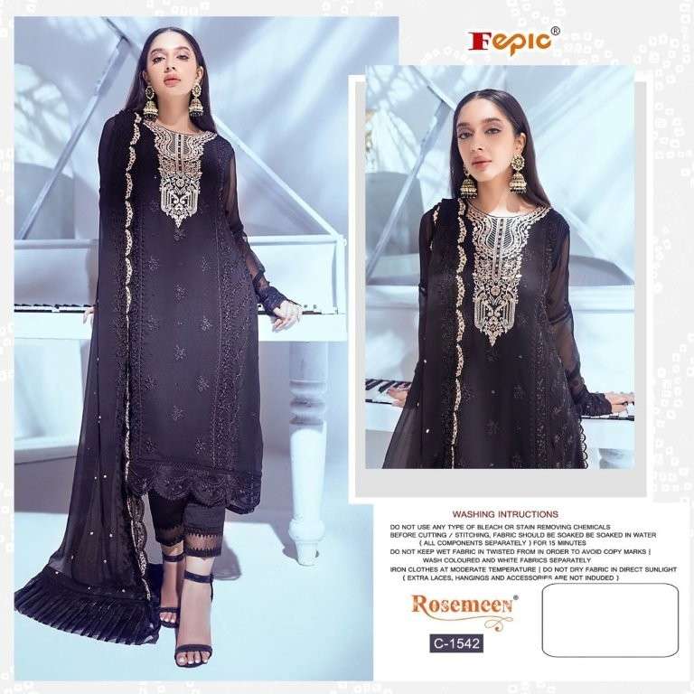 FEPIC ROSEMEEN C-1542 PURE HEAVY ORGANZA EMBROIDERY PAKISTANI DRESS-00201