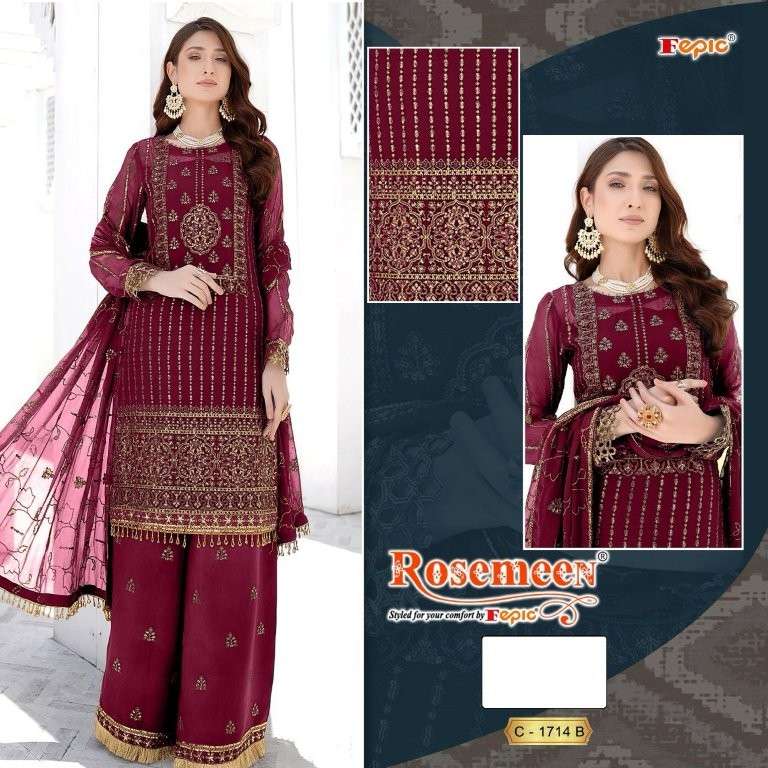 FEPIC ROSEMEEN C-1714 PURE GEORGETTE EMBROIDERY PAKISTANI DRESSES-00201