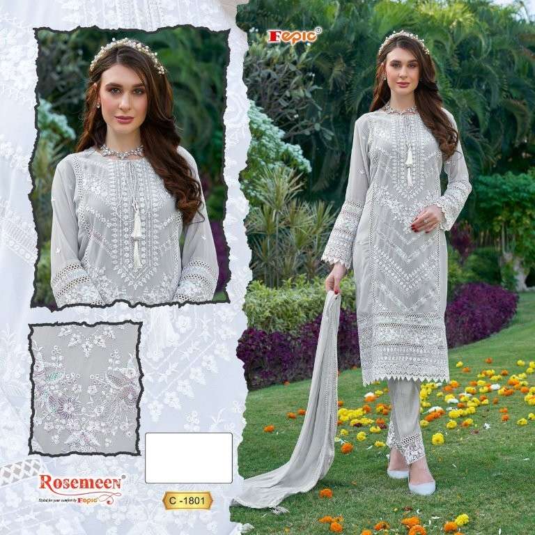 FEPIC ROSEMEEN C-1801 SERIES PURE GEORGETTE EMBROIDERY PRINTED PAKISTANI DRESSES-00201