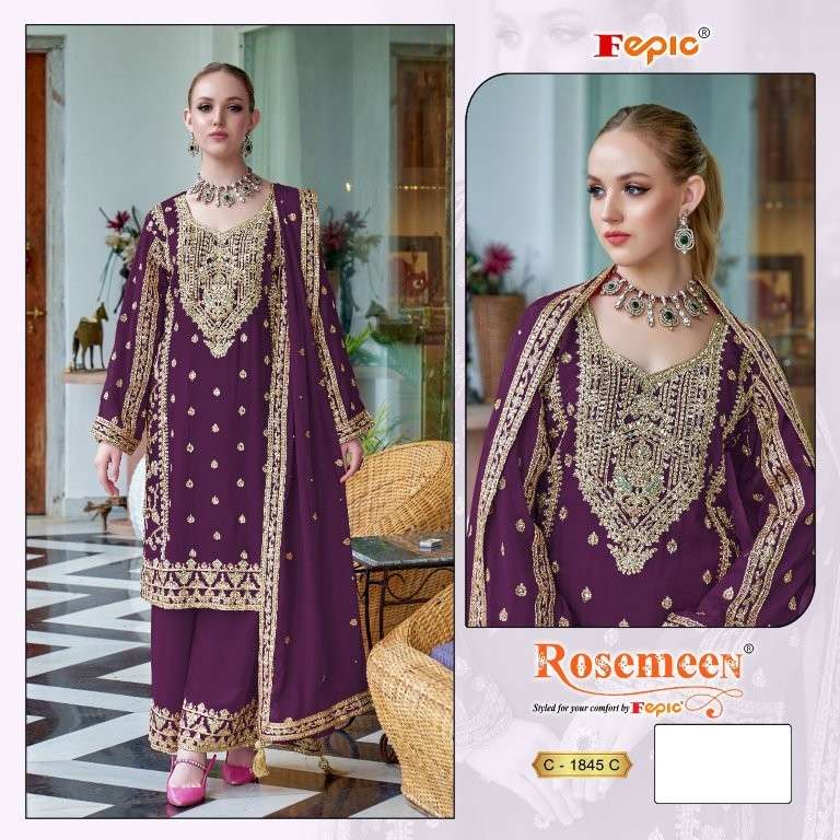 FEPIC ROSEMEEN C-1845 HEAVY CHINON  EMBROIDERY PAKISTANI DRESS-00201