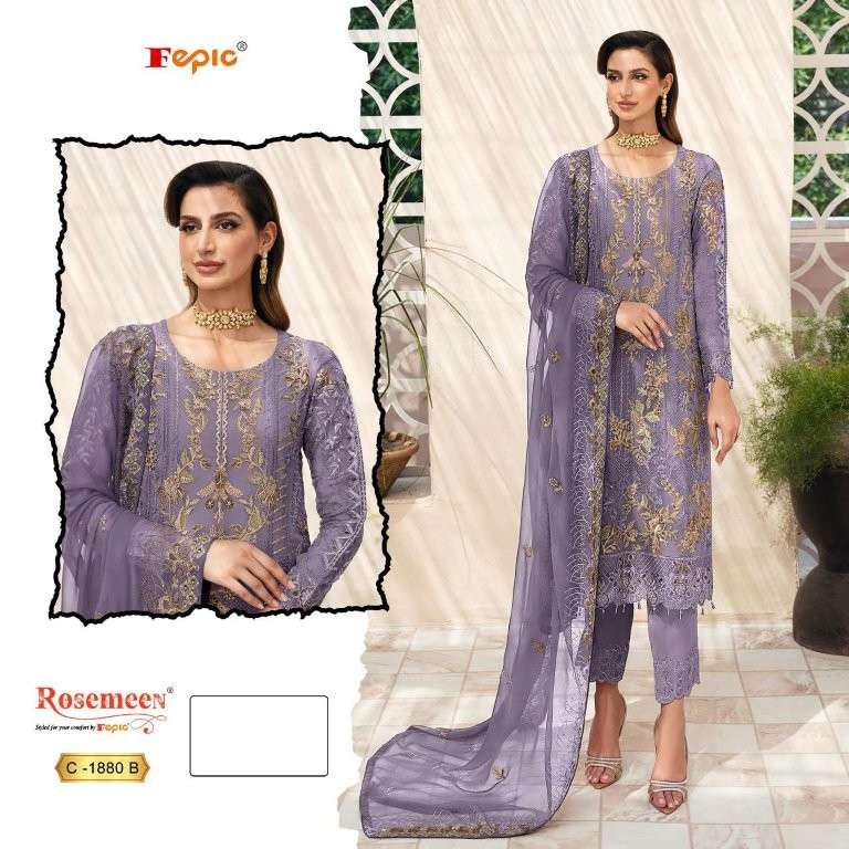 FEPIC ROSEMEEN C-1880 PURE ORGANZA EMBROIDERY PAKISTANI DRESSES-00201