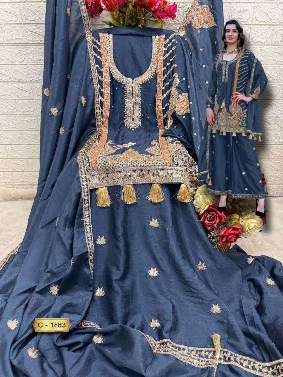 FEPIC ROSEMEEN C-1883 HEAVY CHINNON EMBROIDERY PAKISTANI DRESSES-00201