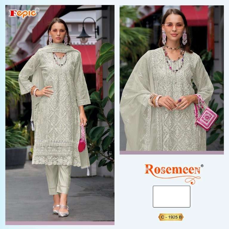 FEPIC ROSEMEEN C-1925 SERIES PURE ORGANZA EMBROIDERY PRINTED PAKISTANI DRESSES-00201