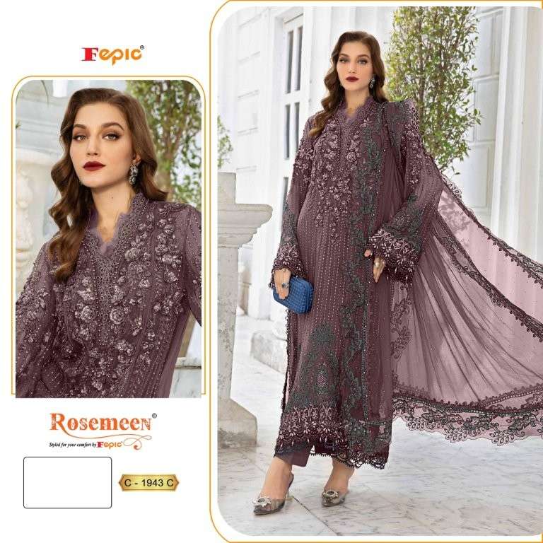 FEPIC ROSEMEEN C-1943 PURE ORGANZA EMBROIDERY PAKISTANI DRESSES-00201