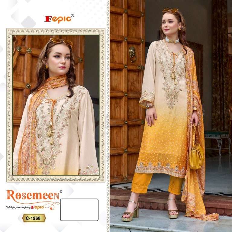 FEPIC ROSEMEEN C-1968 PURE CHINON PRINTED EMBROIDERY PAKISTANI DRESSES-00201