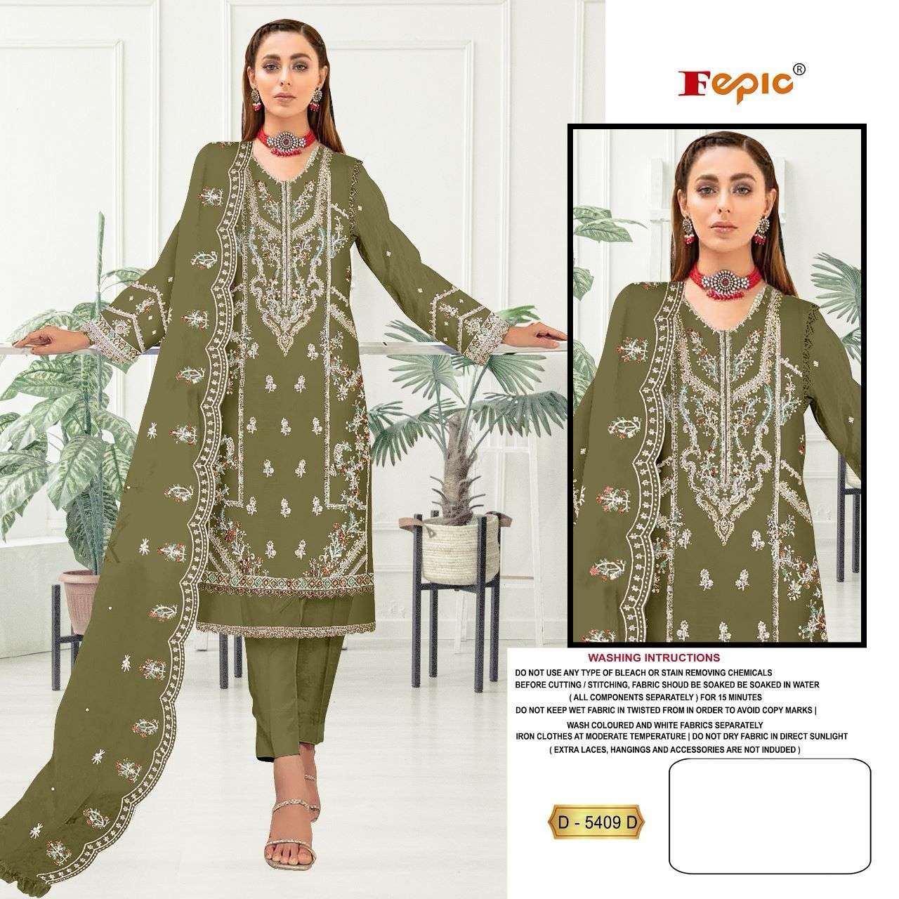 FEPIC ROSEMEEN D-5409 PURE ORGANZA EMBROIDERY PAKISTANI DRESSES-00201