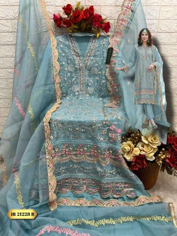 FEPIC ROSEMEEN IRADDAY 21228 PURE ORGANZA EMBROIDERY PAKISTANI DRESSES-00201