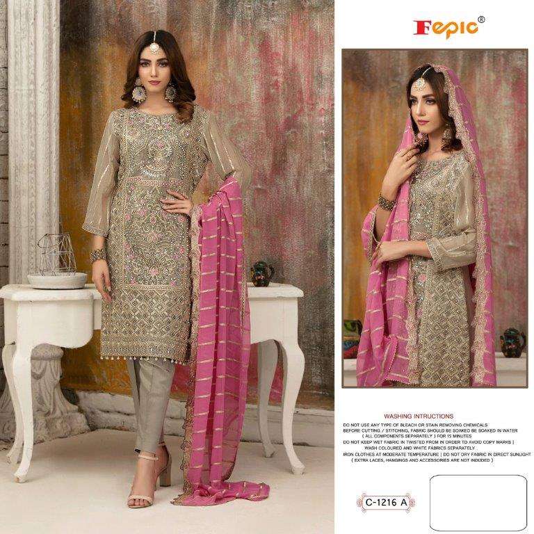 FEPIC ROSEMEN 1216-A PURE FAUX GEORGETTE EMBROIDERY PAKISTANI DRESSES-00201