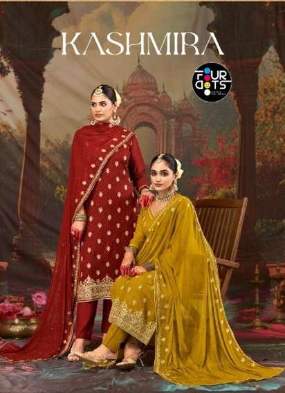FOUR DOTS KASHMIRA PURE ORGANZA HADNWORK DRESSES-00028
