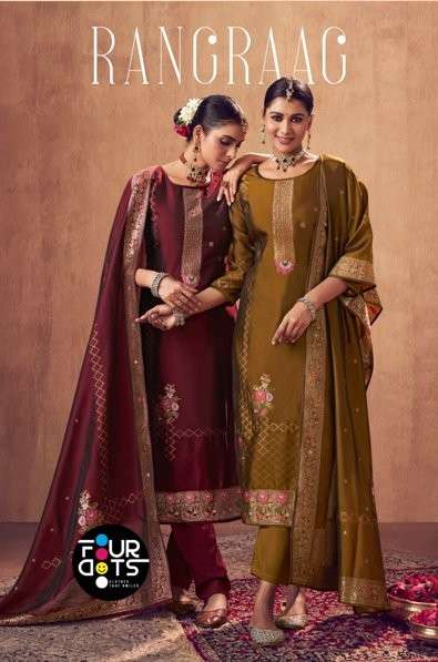 FOUR DOTS RANGRAAG PURE SILK JACQUARD DRESSES-00028