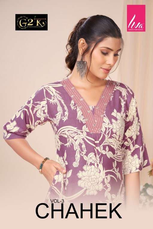 G2K CHAHEK VOL-03 PURE LIVE PRINTED EMBROIDERY KURITS-00140