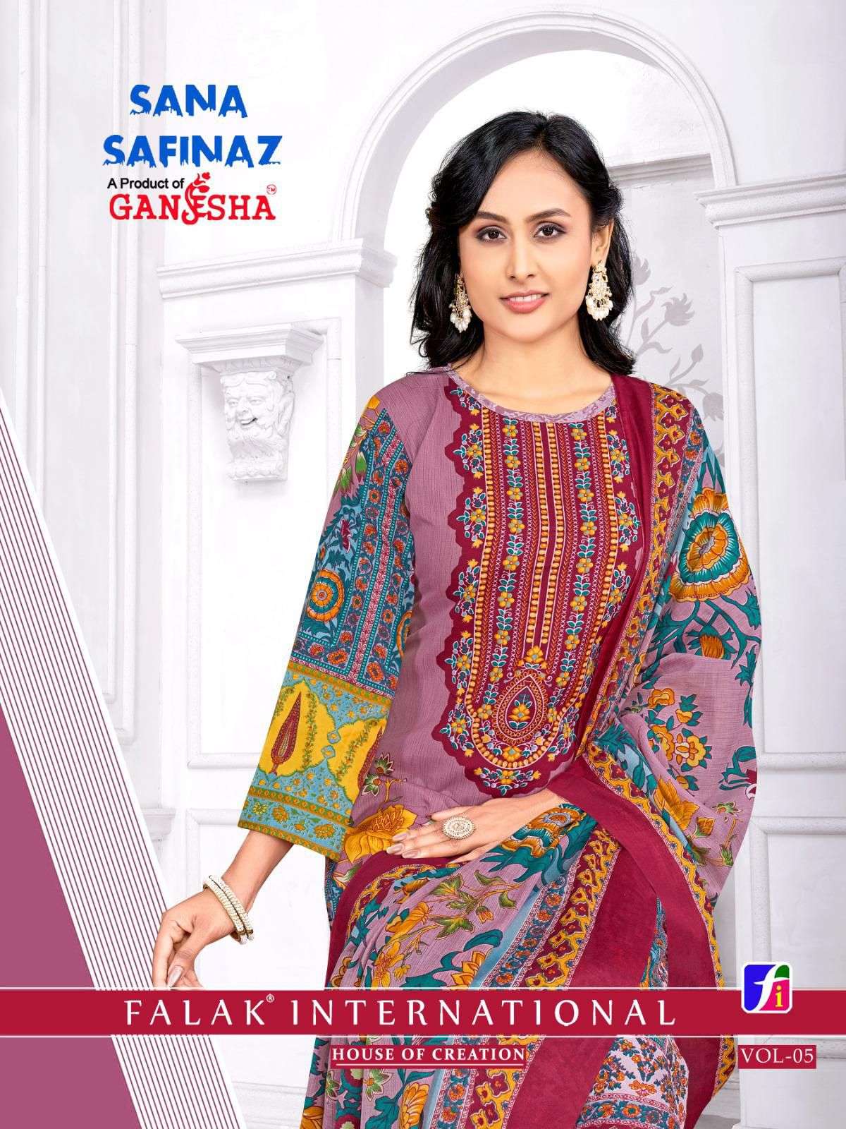 GANESHA SANA SAFINAZ VOL-5 5004 TO 5011 SERIES PURE COTTON PRINTED PAKISTANI DRESSES-00201