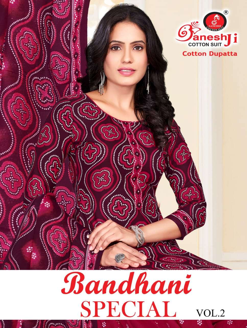 GANESHJI BANDHANI SPECIAL VOL-2 2001 TO 2010 SERIES PURE COTTON PRINTED DRESSES-00015