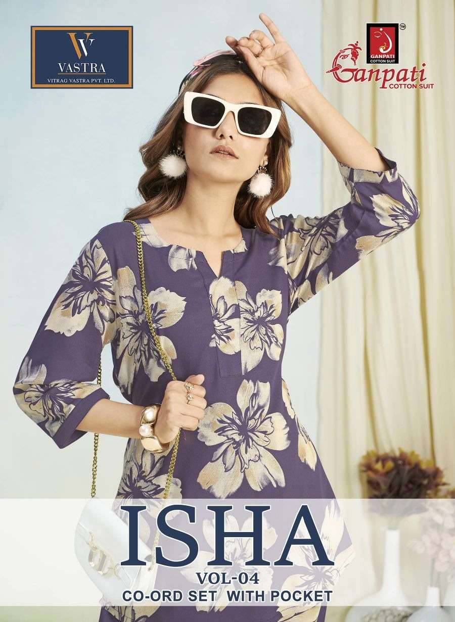 GANPATI ISHA VOL-4 232 TO 243 SERIES PURE COTTON PRINTED CO-ORD SET-00015
