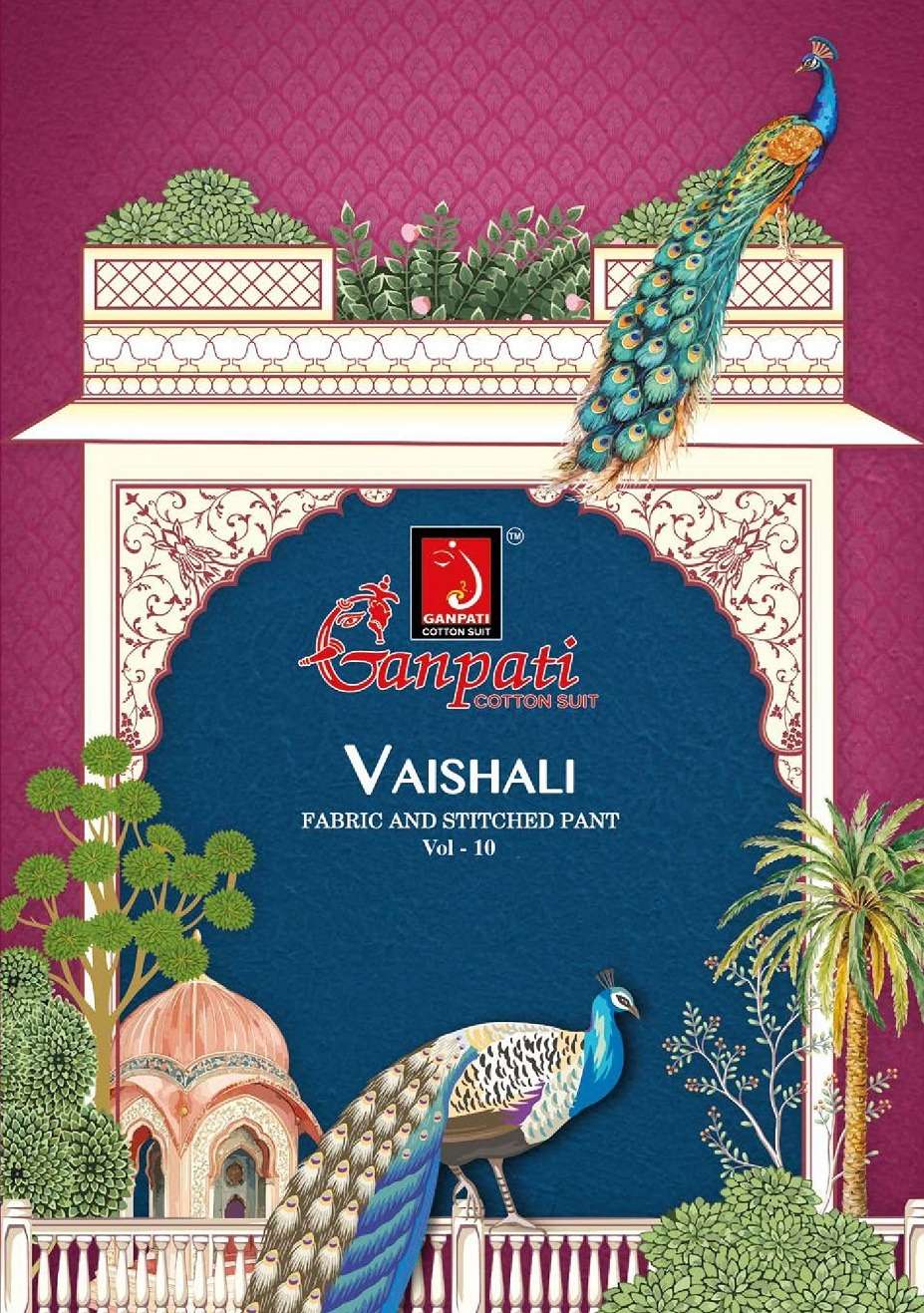 GANPATI VAISHALI PANT VOL-10 2416 TO 2430 SERIES PURE COTTON PRINTED DRESSES-00015
