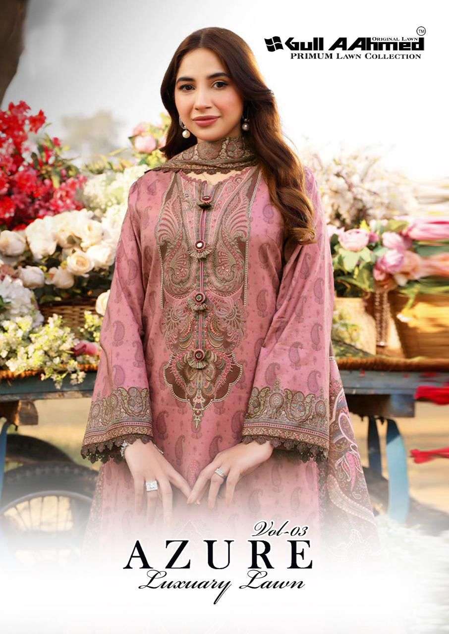 GULLAAHMED AZURE VOL-03 3001 TO 3006 SERIES PURE LAWN PAKISTANI DRESSES-00201