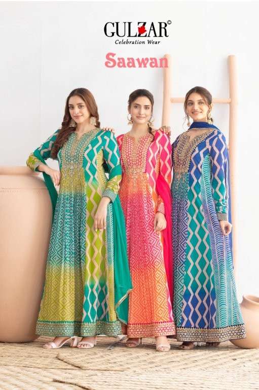 GULZAAR SAAWN PURE CHINNO PAKISTANI DRESSES-00150