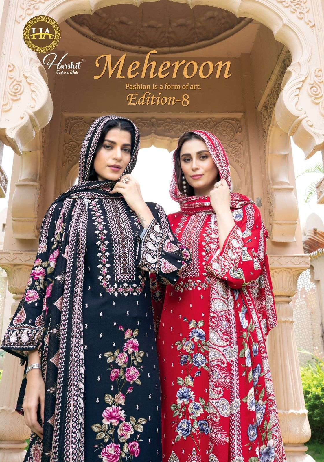 HARSHIT FASHION HUB MEHEROON VOL-08 PURE VISCOSE RAYON PRINTED PAKISTANI DRESSES-00201