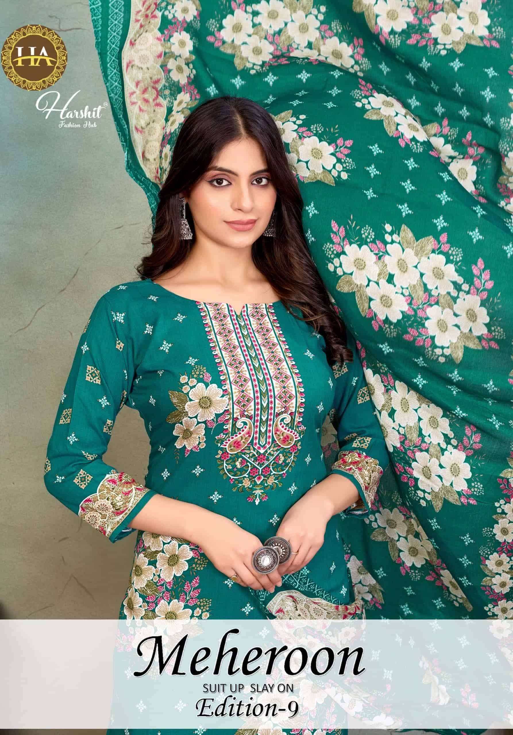 HARSHIT FASHION HUB MEHEROON VOL-09 PURE VISCOSE RAYON PRINTED PAKISTANI DRESSES-00201