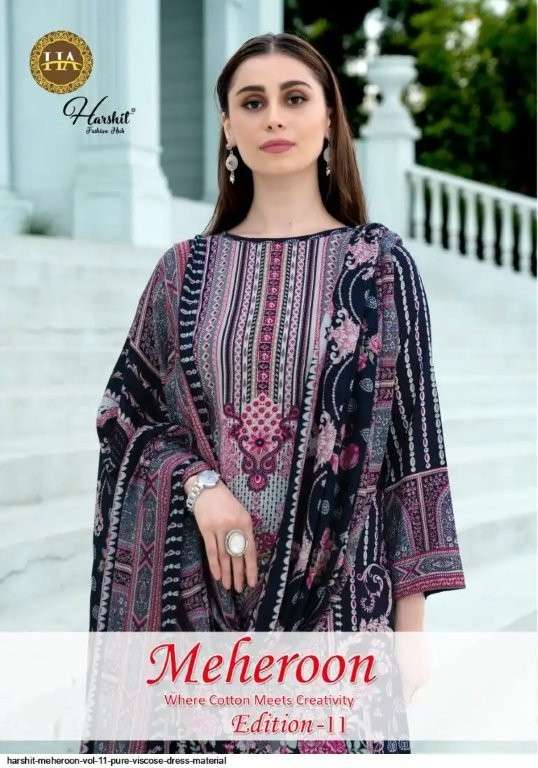 HARSHIT FASHION HUB MEHEROON VOL-11 PURE VISCOSE RAYON PRINTED PAKISTANI DRESSES-00011