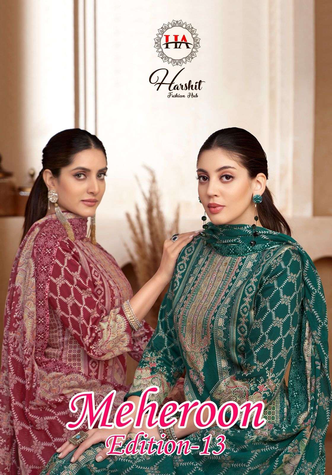 HARSHIT FASHION HUB MEHEROON VOL-13 PURE VISCOSE RAYON PRINTED PAKISTANI DRESSES-00201