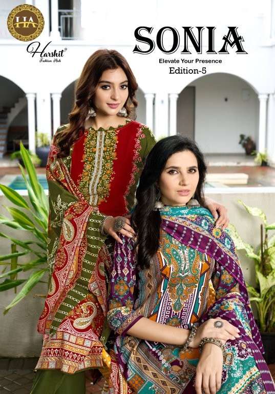 HARSHIT FASHION SONIA VOL-05 PURE COTTON PRINTED EMBROIDERY PAKISTANI DRESSES-00201