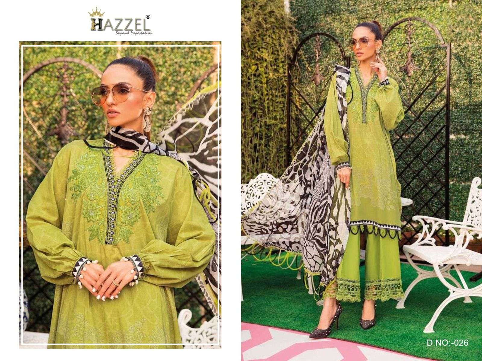 HAZZEL 026 PURE COTTON PRINTED EMBROIDERY PAKISTAI DRESS-00071