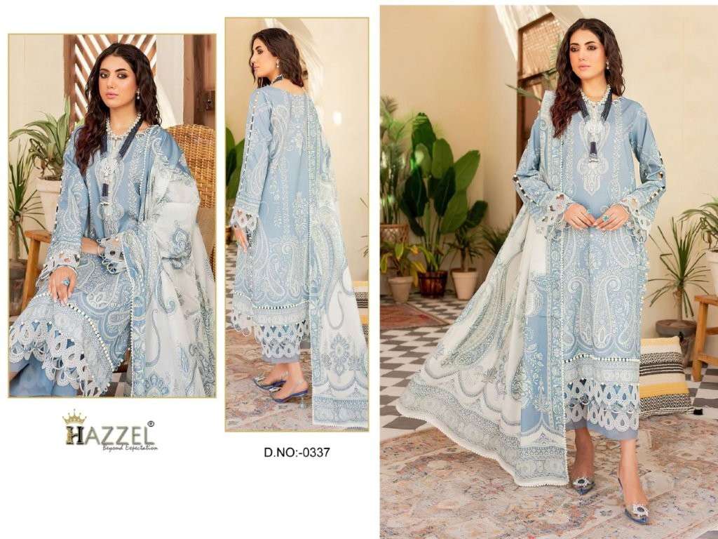 HAZZEL 337 COLOUR HEAVY EMBROIDERY COTTON PRINTED PAKISTANI DRESS-00071