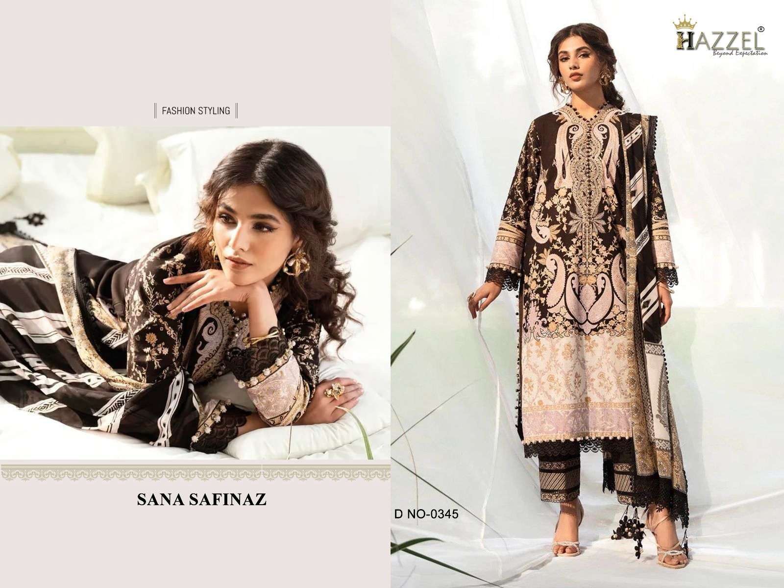 HAZZEL 345 PURE COTTON PRINTED EMBROIDERY PAKISTANI DRESS-00071