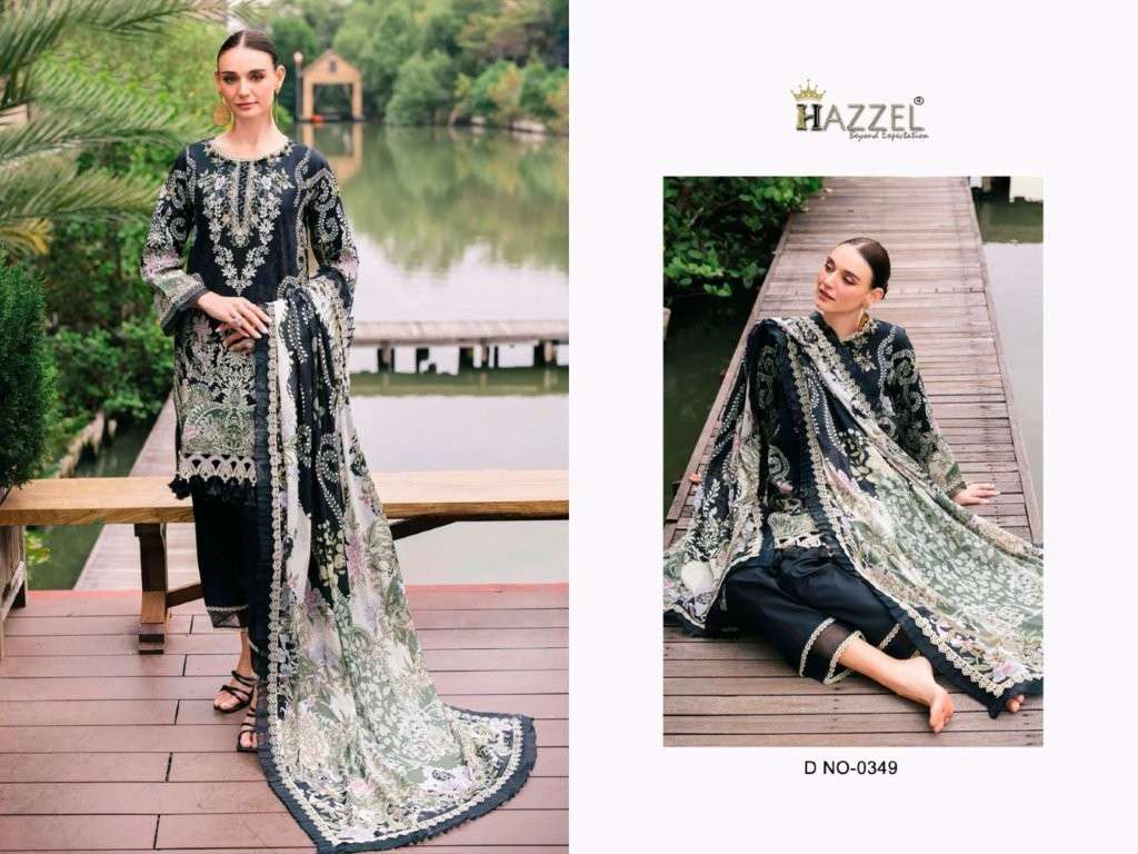 HAZZEL 349 HEAVY EMBROIDERY COTTON PRINTED PAKISTANI DRESS-00011
