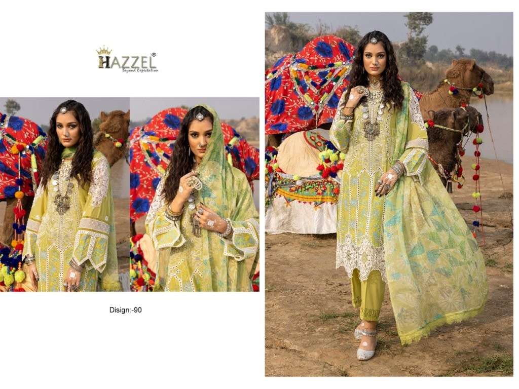 HAZZEL 90 HEAVY EMBROIDERY COTTON PAKISTANI DRESSES-00011