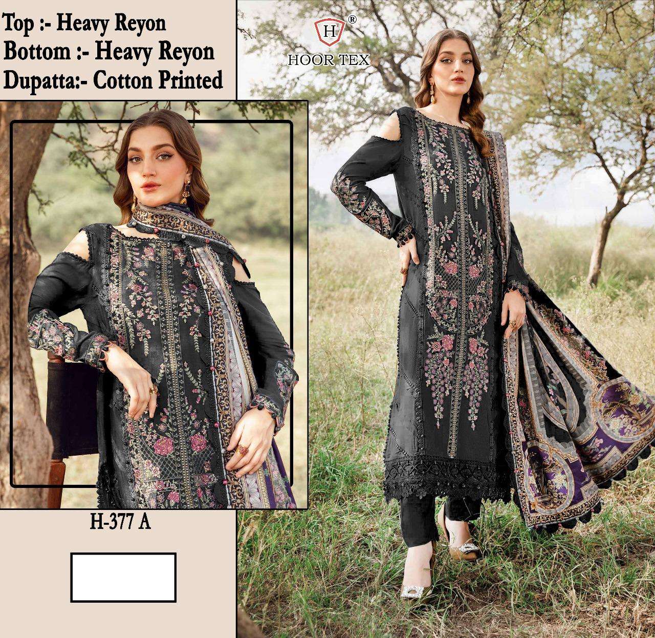 HOOR TEX H-377 HIT DESIGN PURE HEAVY RAYON EMBROIDERY PAKISTANI DRESSES-00020