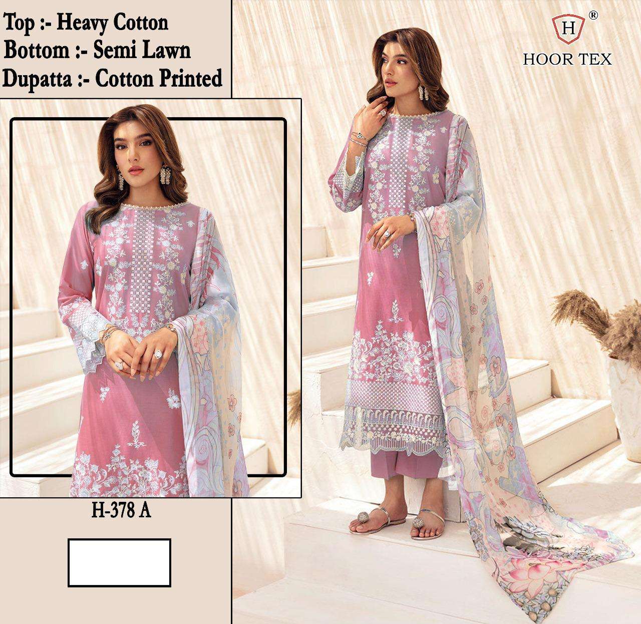 HOOR TEX H-378 HIT DESIGN PURE HEAVY COTTON EMBROIDERY PAKISTANI DRESSES-00020