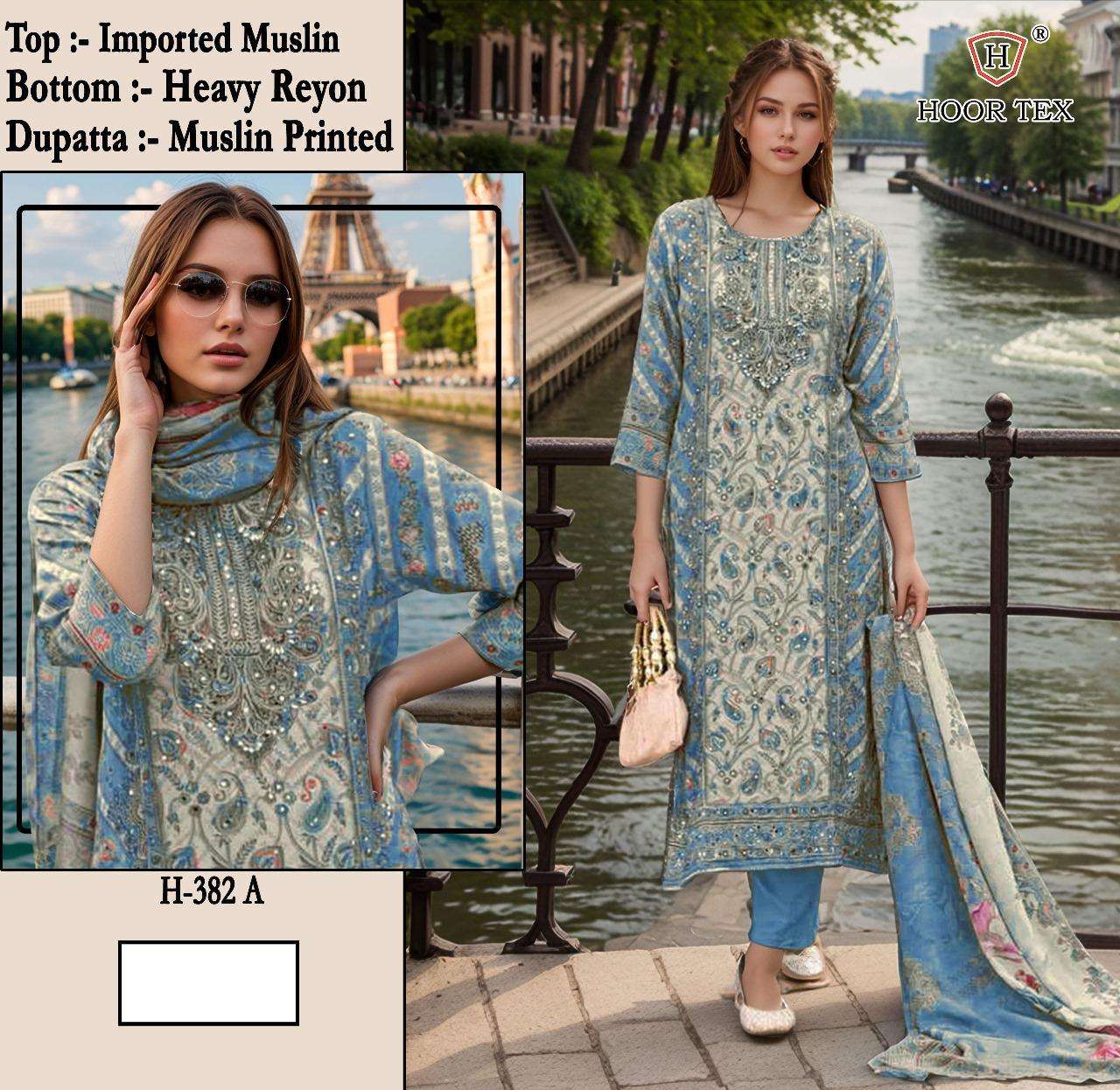 HOOR TEX H-382 HIT DESIGN IMPORTED MUSLIN PRINTED PAKISTANI DRESSES-00020