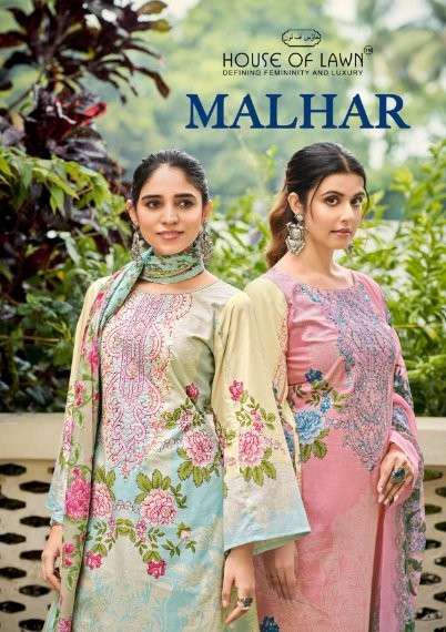 HOUSE OF LAWN MALHAR 1001 TO 1006 SERIES PURE COTTON PRINTED PAKISTANI DRESSES-00011