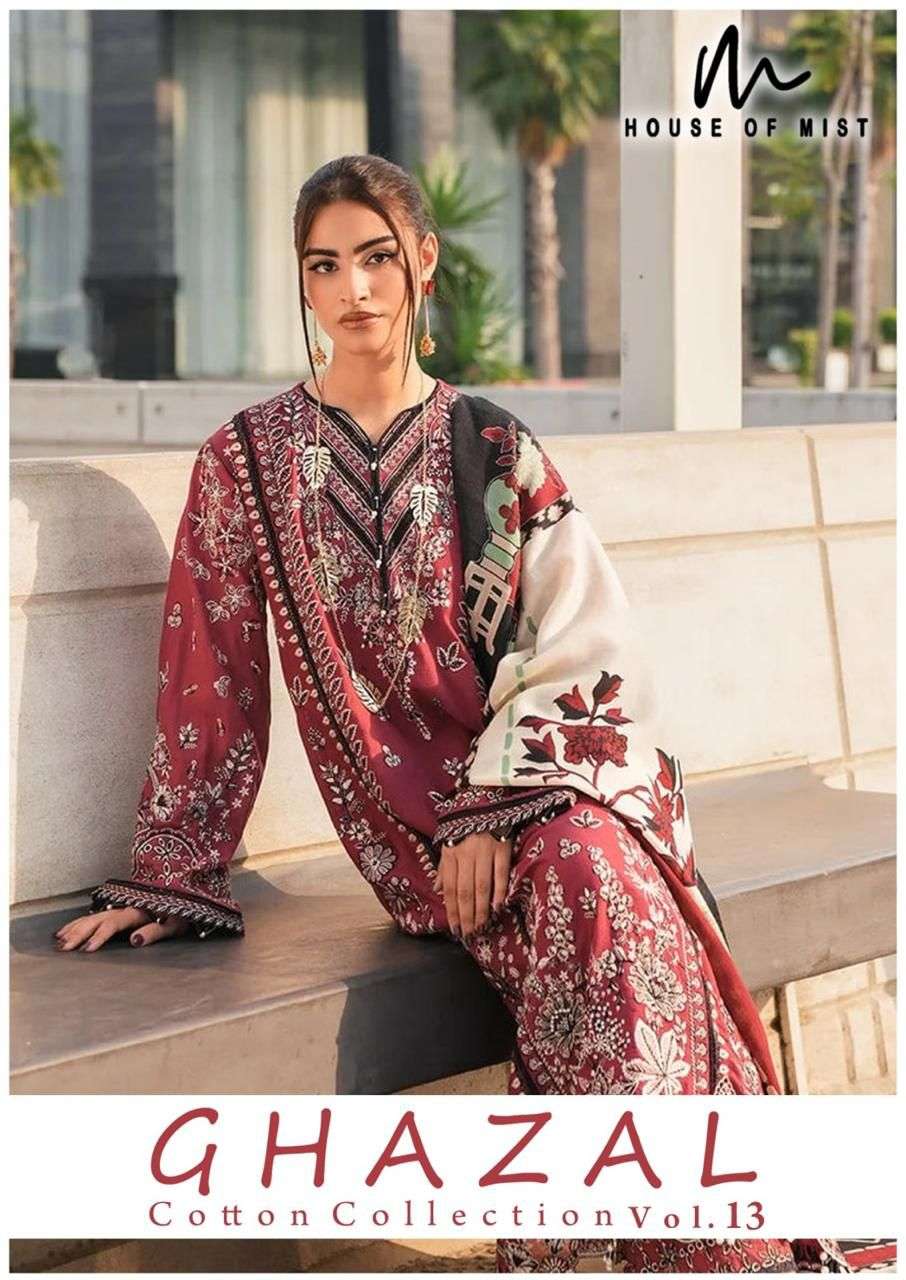 HOUSE OF MIST GHAZAL VOL-13 121 TO 126 SERIES PURE COTTON PRINTED PAKISTANI DRESSES-00062