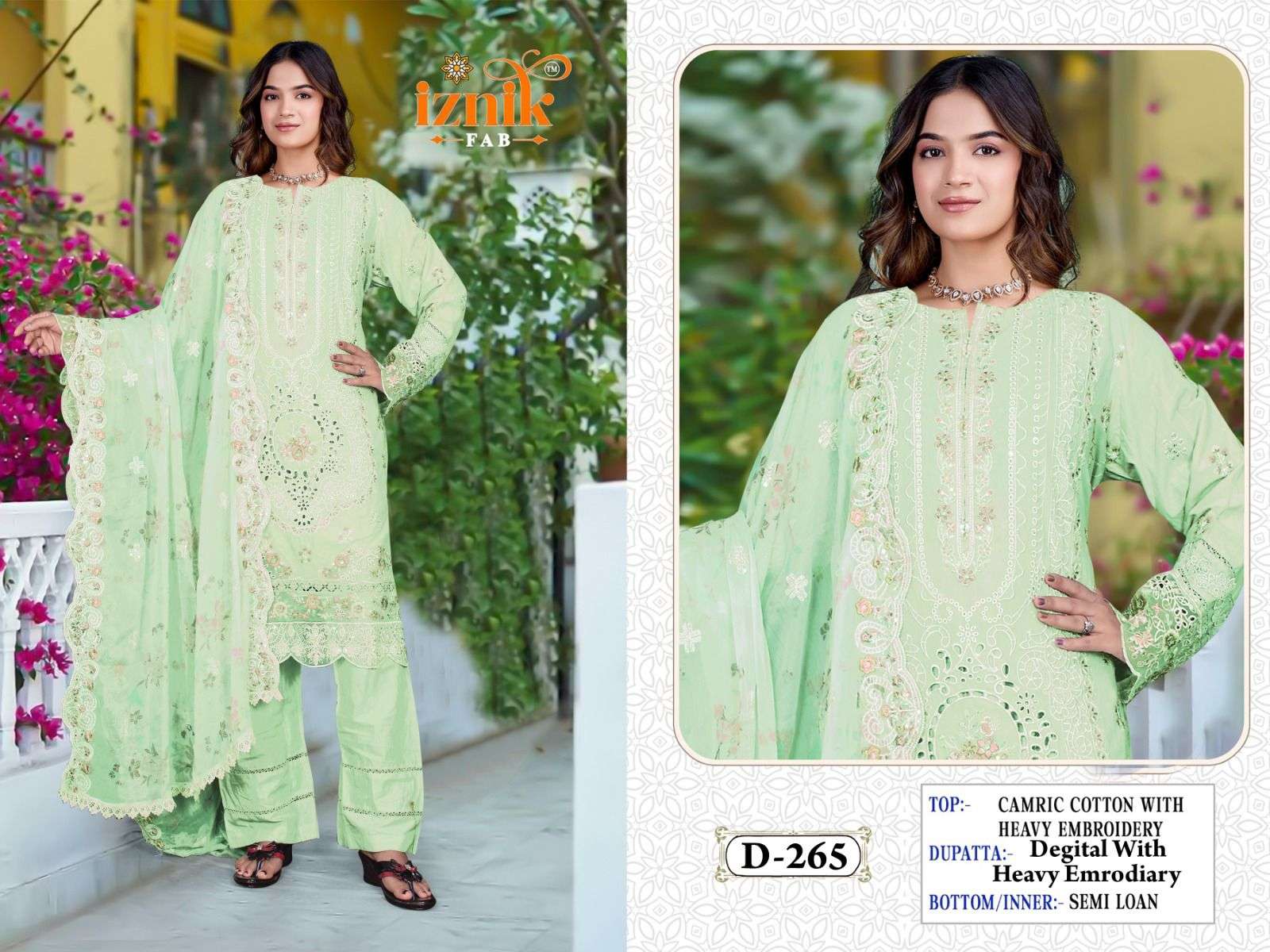 IZNIK FAB D-265 PURE COTTON EMBROIDERY PAKISTANI DRESSES-00201