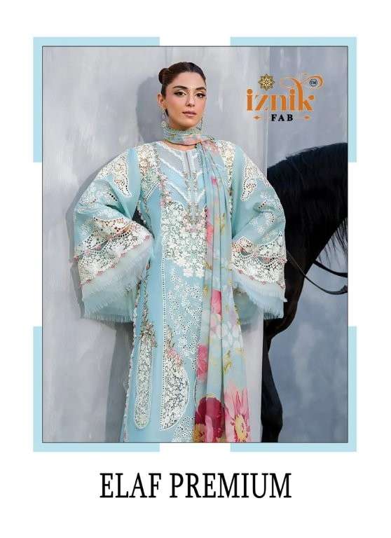 IZNIK FAB ELAF PREMIUM A-253 TO A-256 SERIES PURE COTTON PAKISTANI DRESSES-00201