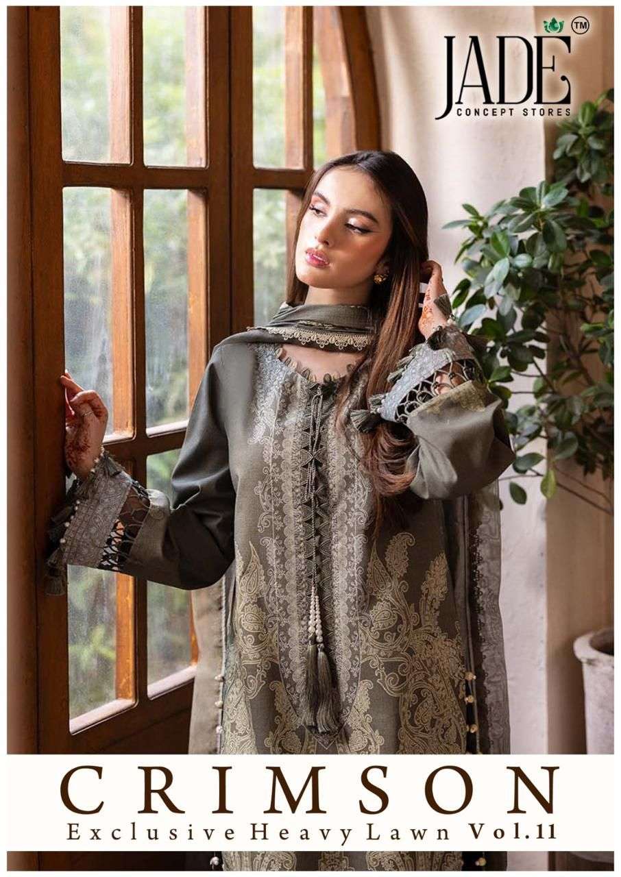 JADE CRIMSON EXCLUSIVE VOL-11 1101 TO 1106 SERIES PURE LAWN PRINTED PAKISTANI DRESSES-00062
