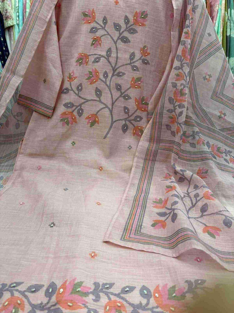 JAMDANI BY ASLWIHOLESALE DESIGNER PURE COTTON PRINTED DRESSES-00298