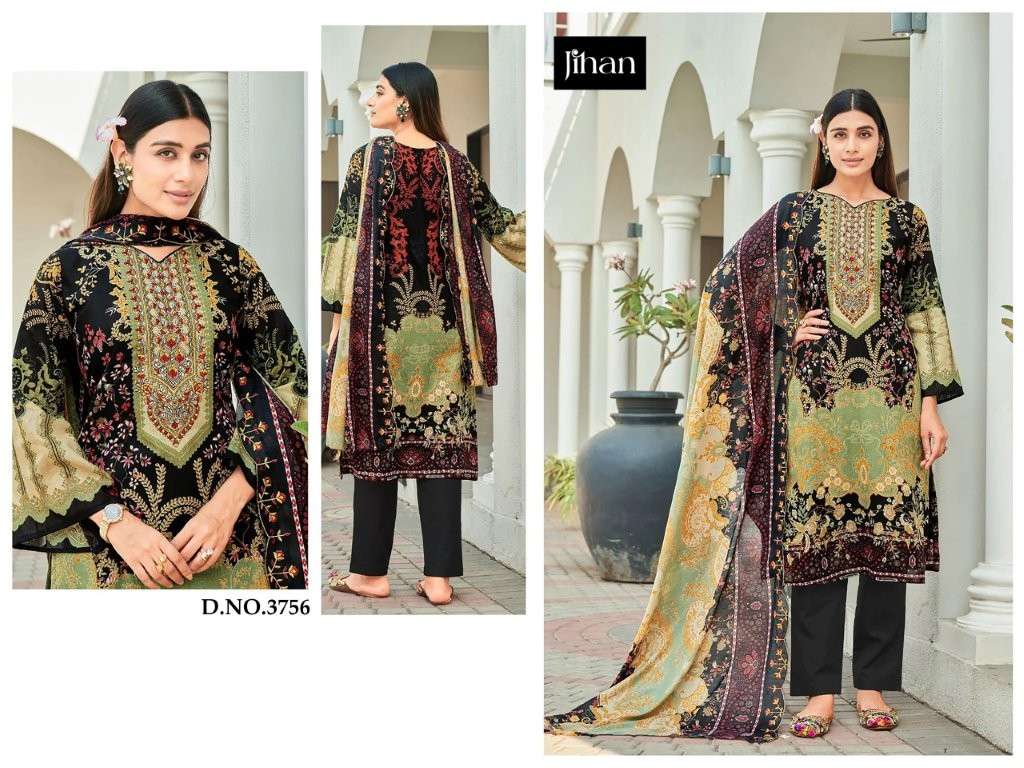JIHAN 3756 SERIES HEAVY COTTON EMBROIDERY PAKISTANI DRESS-00062