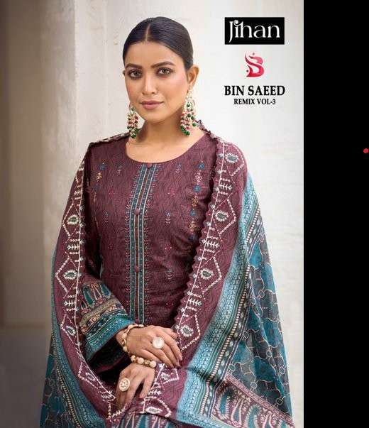 JIHAN BIN SAEED VOL-03 PURE LAWN EMBROIDERY PAKISTANI DRESSES-00062