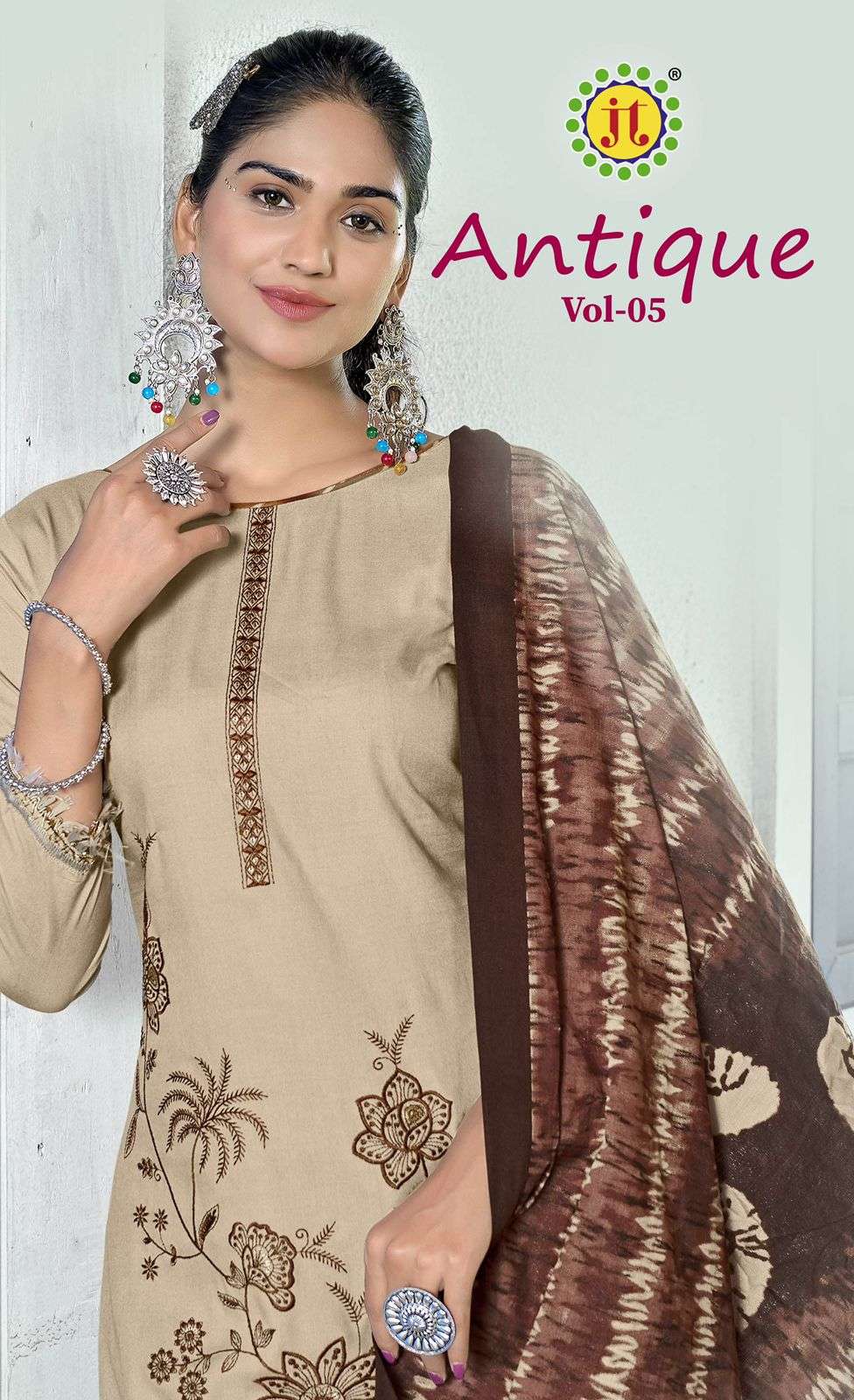 JT TEXTILE ANTIQUE VOL-05 PURE RAYON PRINTED EMBROIDERY PAKISTANI DRESSES-00201