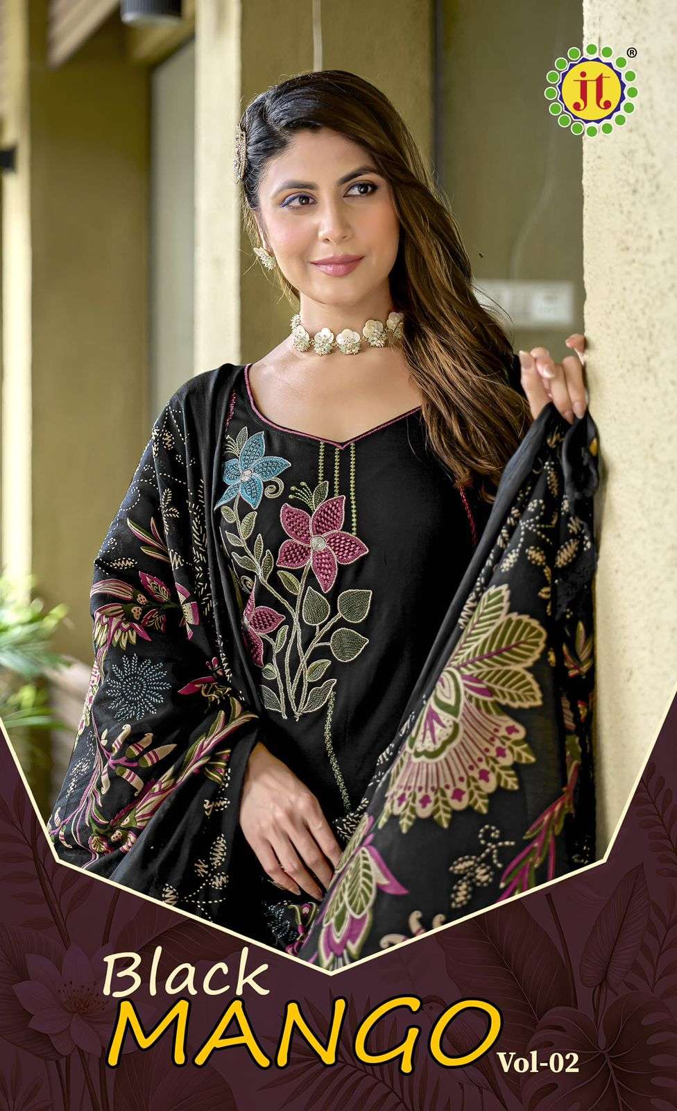 JT TEXTILE BLACK MANGO VOL-02 PURE RAYON PRINTED PAKISTANI DRESSES-00201