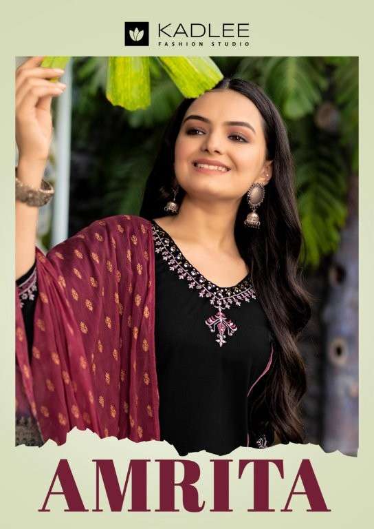 KADLEE AMRITA PURE RAYON HAND WORK DRESSES-00014